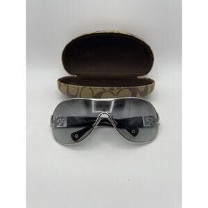 COACH Sunglasses Silver/Black HC 7005B (L016 REAGAN) BROWN GRADIENT WRAP W/ Case